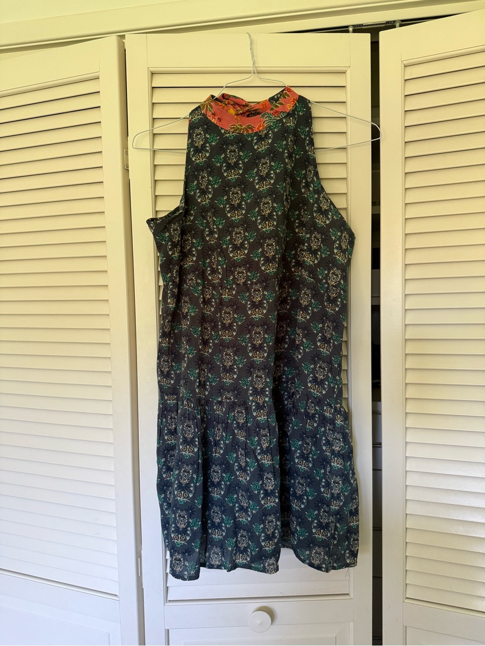 Natural Life Halle Halter Mini Dress - Teal Floral Medallion - XL